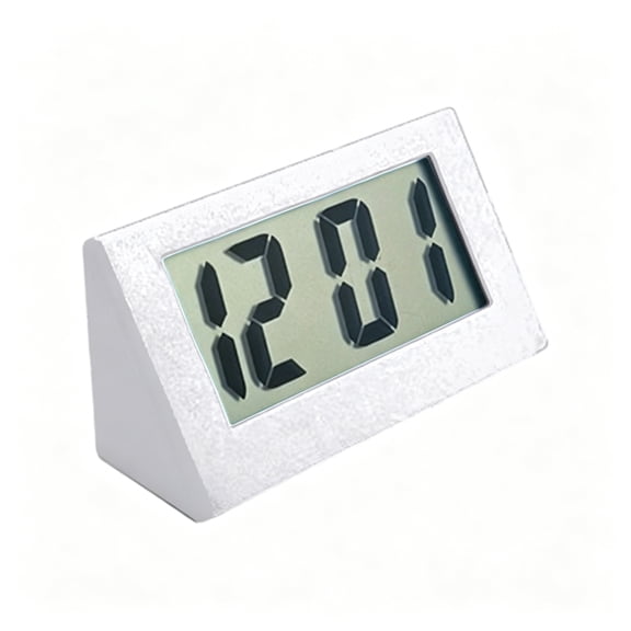 DESIGNICE Mini Digital Clock LCD Display with Temperature Humidity Monitor - Battery Operated Small Desktop Wall Magnetic Clock for Home Office Bedroom - White Pink Blue Black (5.23.52cm)