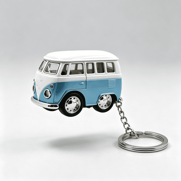 DESIGNICE Mini Microbus 2 Inch Die Cast Metal Pull Back Action Toy Van (4Set Keychains) Bus Toy
