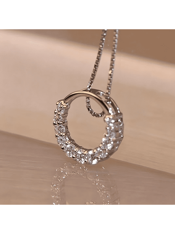 Minimalist Hollow Circle Pendant Necklace for Women Daily Wear Casual Jewelry,Circle Chain