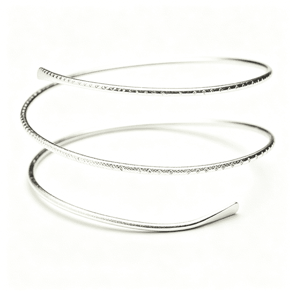 DESIGNICE Minimalist Metal Punk Spiral Coil Upper Arm Cuff Open Arm Bracelet Armlet Adjustable Hammered Wrap Armband Bangle for Women-spiral silver