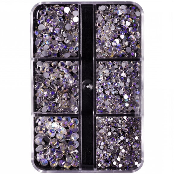 DESIGNICE Mixed Size Flatback Rhinestones, Non Hotfix Round Crystal Gems Glass Stone Beads for Face Nail Art Clothes Shoes Bags Bling Embellishments