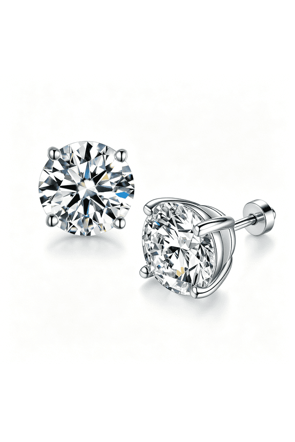 Moissanite Stud Earrings,Round Cut D Color Vvs1 Clarity Lab Created Moissanite Earrings Studs 18K White Gold Plated 925 Sterling Silver Jewelry for Women Men
