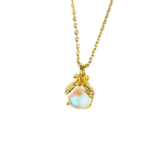 DESIGNICE Moonstone Necklace,Mystical Glow-in-the-Dark Cat Lover Gifts for Women,Radiant Moonstone Pendant,Minimalist Pendant Necklace for Women,Firefly