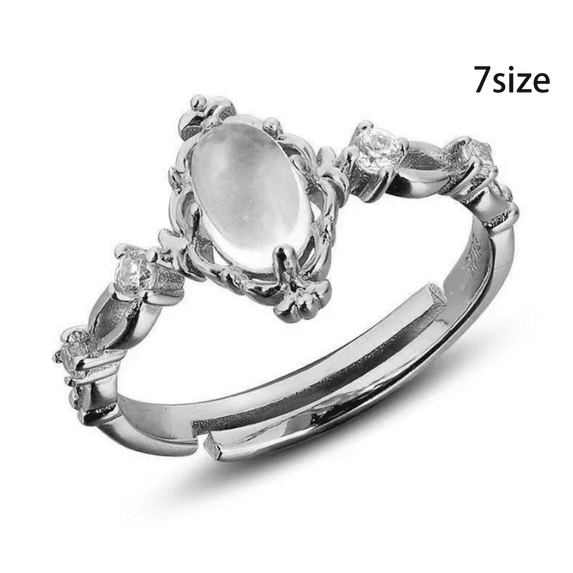 DESIGNICE Moonstone Ring Colorful Cute Rings Floral Pattern Engagement ...