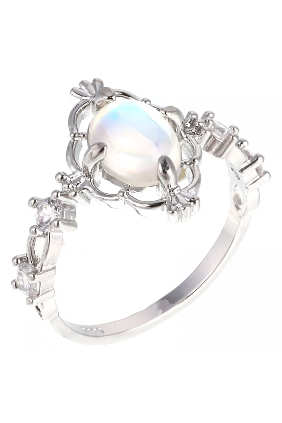 Moonstone Rings for Women Vintage Tibetan Ring Water Drop White Stone Ring Female Fashion Jewelry