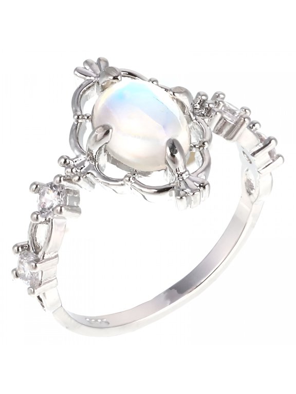 Moonstone Rings for Women Vintage Tibetan Ring Water Drop White Stone Ring Female Fashion Jewelry