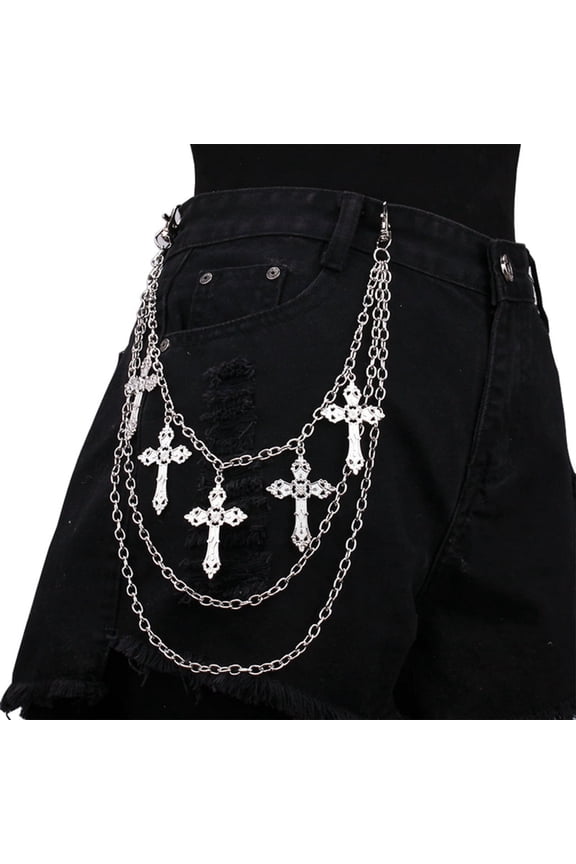 Multi-Layer Harajuku Hip Hop Cross Punk Chain Belt Jeans Pants Chain for Egirl Eboy Gothic Aesthetic Accessories Fashion Jewelry
