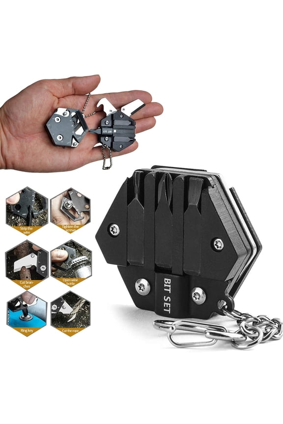 Multitool Card Key Chain  Hexagonal Kit with Micro Screw Driver Set, Bottle Opener, Edc Tools, Multipurpose, Foldable Survival Tool Set for Men & Women Gifts Multitool Keychain