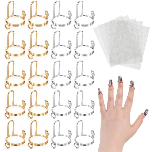 DESIGNICE Nail Rings 120Pcs Adhesive Nail Tabs No Glue Adjustable Size Rings Reusable Detachable Ring Acrylic Art Decoration Muslim Wearing Manicure Women Gift Non-Tarnish Metal Ring