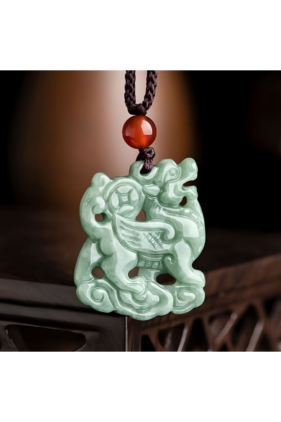Natural Grade A Ice Jade Jadeite Lucky Green Wealth Rich Coin Pendant
