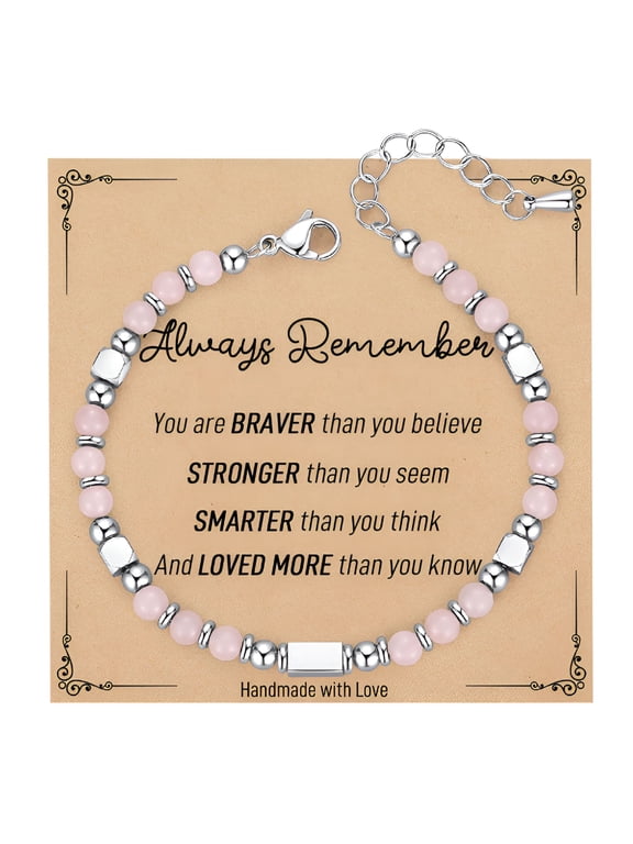 Natural Stone Bracelets, Trendy Birthday Teen Girl Gift Ideas with Quote Card