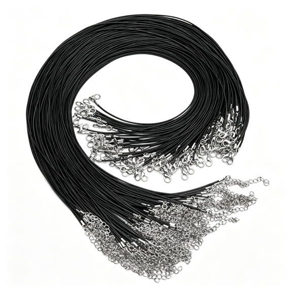 DESIGNICE Necklace Cord Bulk, Waxed Necklace Chain, Black Waxed Necklace Cord String for Jewelry Necklace Bracelet Making Cord Necklace (100Pcs, 22 Inch)