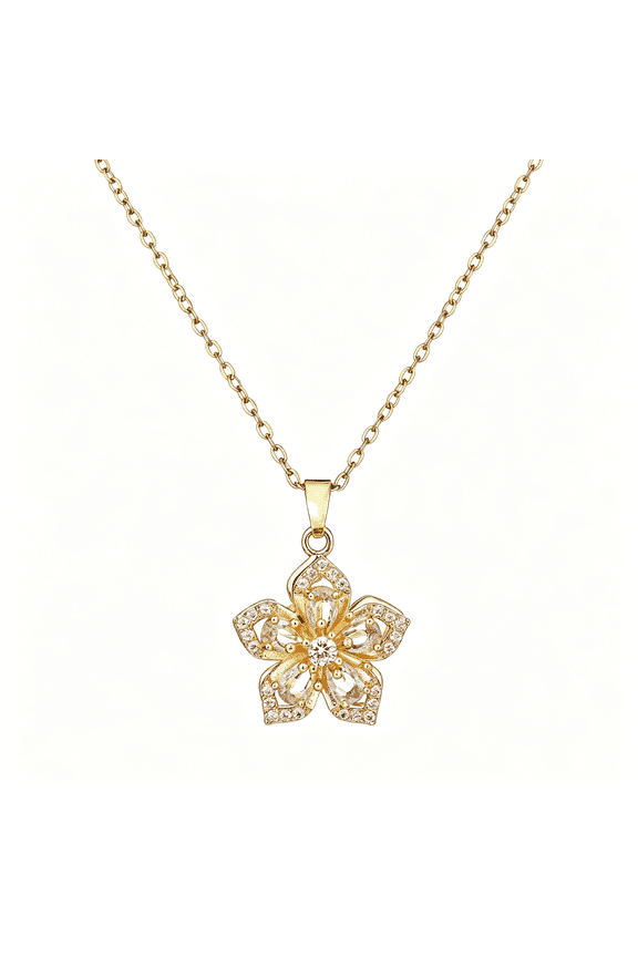 Necklace for Women Gold Flower Fidget Necklace Rotatable Crystal Silver Blossom Pendant Necklaces Adjustable Spinning Fidget Necklaces Redbud Flower Choker Funny Gift Jewelry