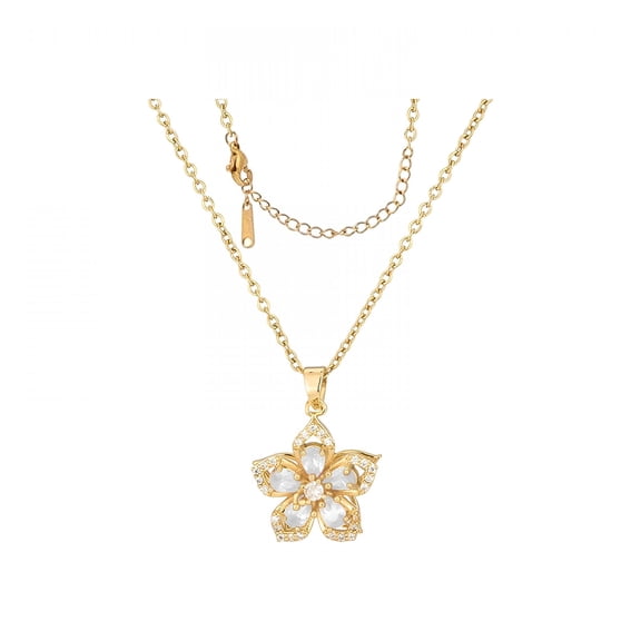 DESIGNICE Necklace for Women,Gold Flower Fidget Necklace,Rotatable Crystal Silver Blossom Pendant Necklaces,Adjustable Spinning Fidget Necklaces,Valentine'S Day Jewelry