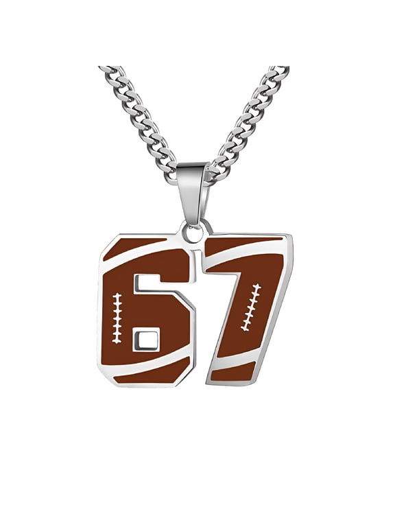 Necklace for Men Athletes Number Chain Stainless Steel Football Baseball Dainty Pendant Statement Personalized Jewelry Number 67