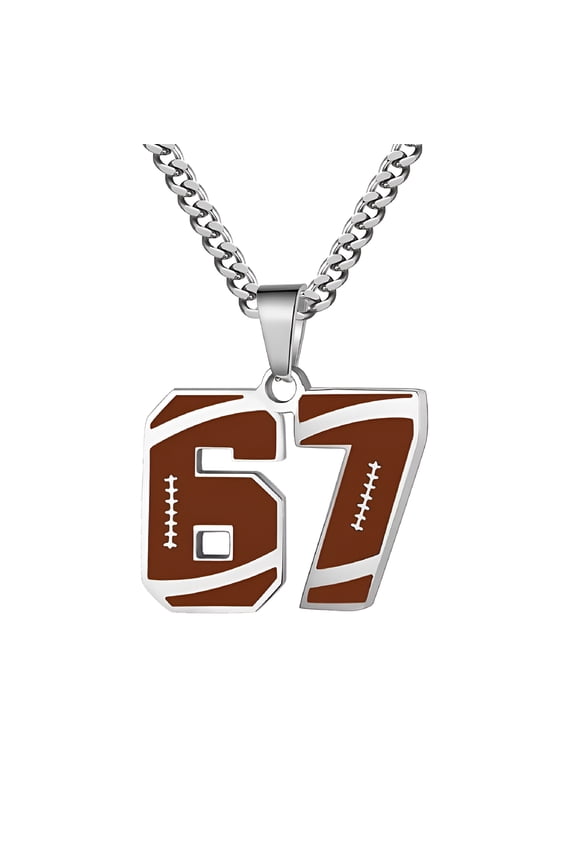 Necklace for Men Athletes Number Chain Stainless Steel Football Baseball Dainty Pendant Statement Personalized Jewelry Number 67
