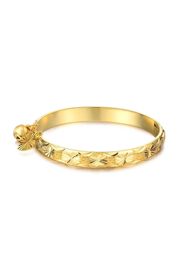 Gold Plated Bell Heart Bracelet Children Boys Girls Baby Kids Jewelry