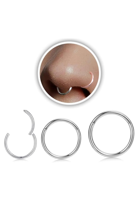 Nose Hoop Rings,Earrings,Thin Nose Rings Hoops for Women/Men,20G Tiny Small Nose Rings for Nose Piercings(3Pcs,6Mm+8Mm+10Mm,Silver)