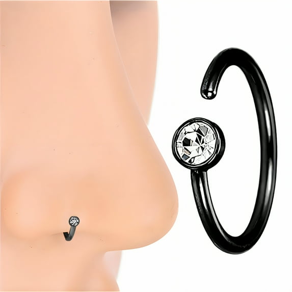 DESIGNICE Nose Ring,Lightweight Comfort Nose Jewelry,Hypoallergenic Design Nose Hoop,Black