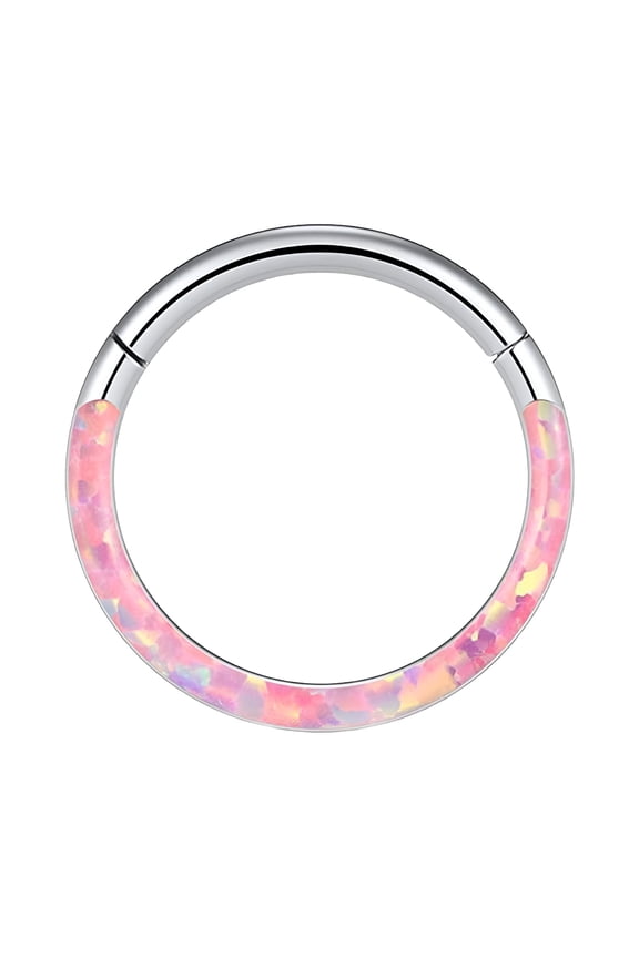 2026 New Opal Septum Rings Hoop Nose Ring Lip Rings Stainless Steel Hinged Segment Ring Seamless Ring Cartilage Earrings Hoop Tragus Septum Piercing Jewelry
