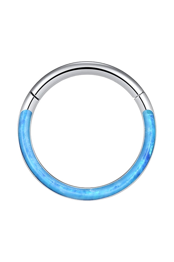 2026 New Nose Rings 16G Opal Septum Rings Hoop Nose Ring Lip Rings Stainless Steel Hinged Segment Ring Seamless Ring Cartilage Earrings Hoop Tragus Piercing Jewelry Blue