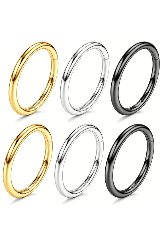 Nose Rings 20G 18G 16G 316L Surgical Steel Hinged Clicker Segment Nose Hoop Helix Cartilage Daith Tragus Sleeper Earrings Body Lip Piercing Jewelry for Women Men 6Mm 8Mm 10Mm 12Mm