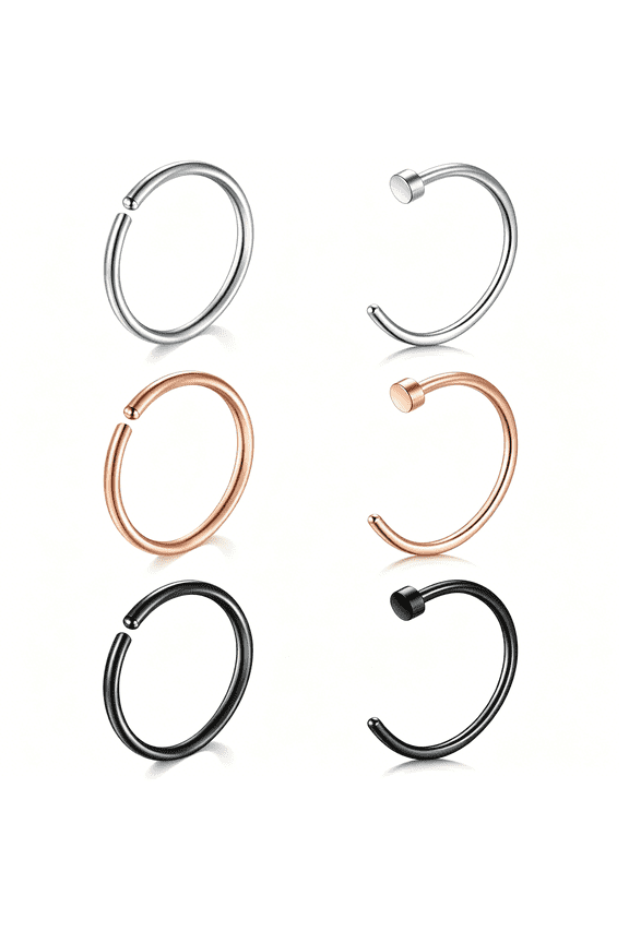 Nose Rings Hoops-16G,18G,20G,22G Surgical Steel Simple Half Hoop Earrings for Nose,Tragus,Cartilage,Helix,Rook,Conch,Snug,Ear,Septum,Eyebrow,Lip Piercings-6Mm-12Mm