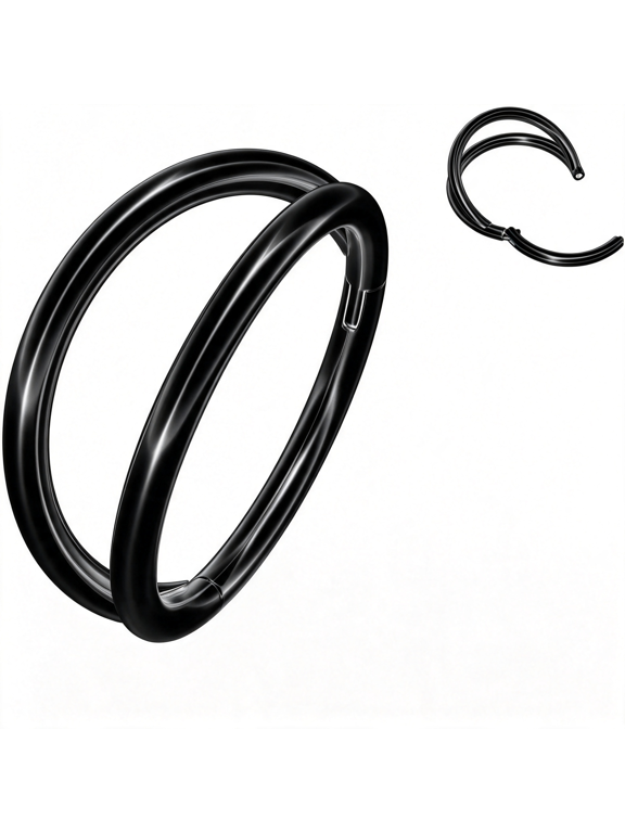 Nose Rings Hoops - 316L Surgical Steel Double Hoop Nose Rings Hinged Conch Piercing Jewelry Septum Lip Rings Cartilage Earring Helix Rook Tragus Daith Hinged Conch Piercing Septum Ring