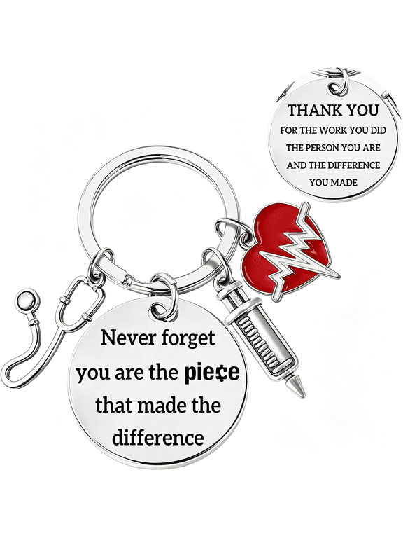 Nurse Appreciation Gift-Christmas Birthday Retirement Stocking Stuffer Present for Medical Assistant Doctor Rn Lpn Cna Np,Valentines Day Thank You Double Sided Engraved Keychain