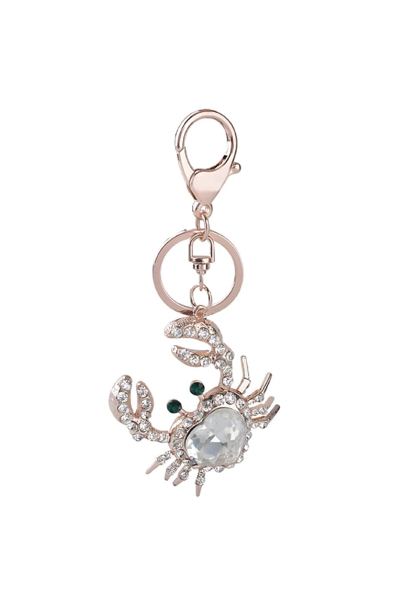 Ocean Crab Keychain for Women, Beach Crab Key Chain for Ladies, Cute Crab Summer Key Ring, Sparkling Crab Fish Vacation Keychains, Punk Crab Keyring, Rhinestone Crab Animal Keychain