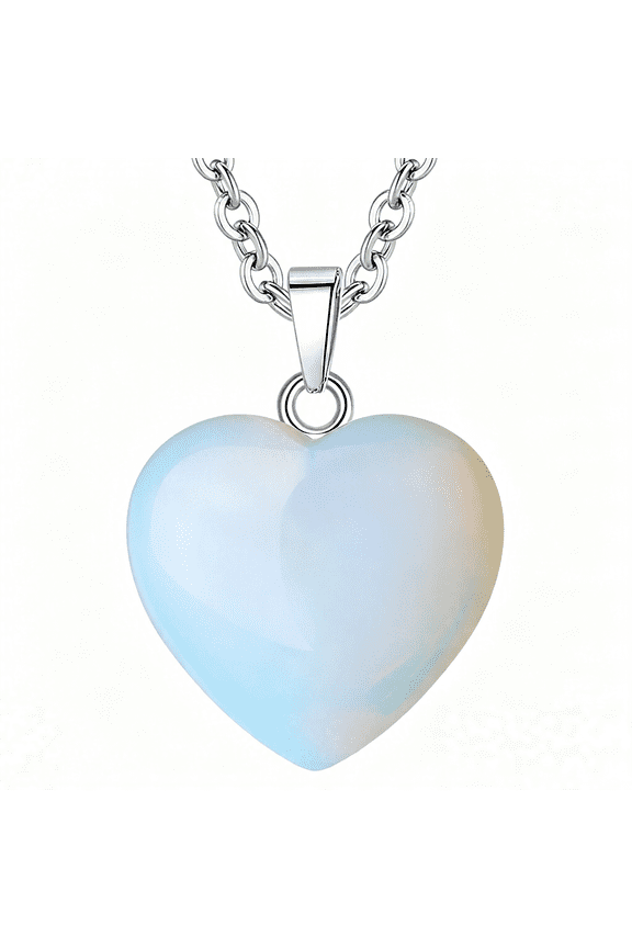 Opalite Necklace Healing Crystals Necklace Heart Love Real Crystal Reiki Energy for Women Mothers Day Gift Christmas Healing Opalite Necklace