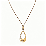 DESIGNICE Open Teardrop Hollow Pendant Long Cord Necklace for Women Statement Minimalist Boho Chic Adjustable Two Colors Gold Color Silver Color Trendy Boho Necklaces for Women Long