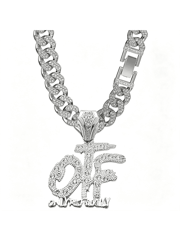 Otf Chain Hip Hop Necklace Men Otf Chain Width 9Mm Women O Block Chain Rap Cuban Chain Length 23.62In Streetwear Unisex O Block Chain King Von