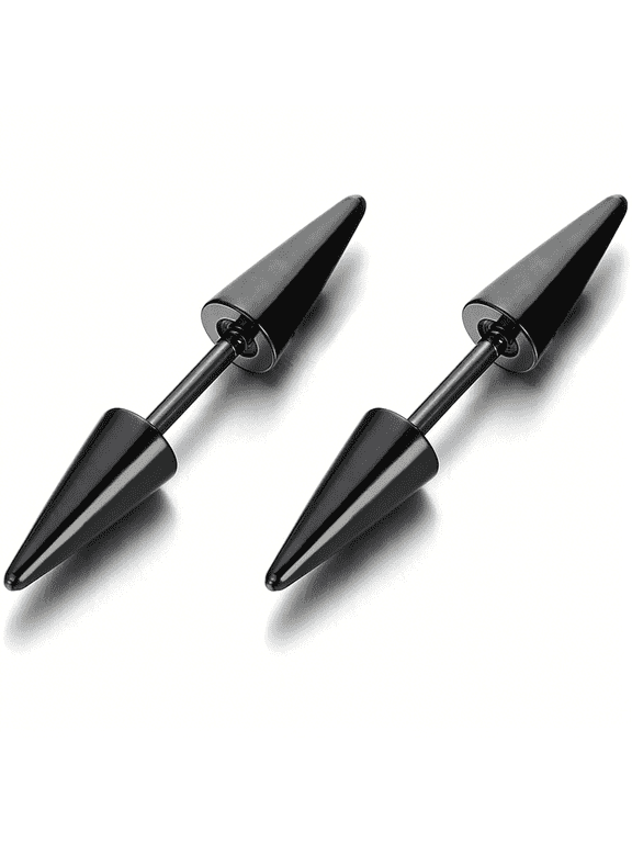 Pair Double Spike Stud Earrings in Stainless Steel for Men and Women black stud earrings for men spike earrings for women