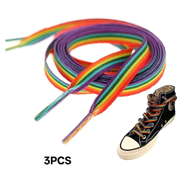 DESIGNICE Pairs Rainbow Shoelaces Long Rainbow Shoelaces for Sneakers Colored Shoe Laces for Sneakers Colorful Rainbow LGBTQ Pride Shoe Laces 65 Inch Shoelace for Canvas