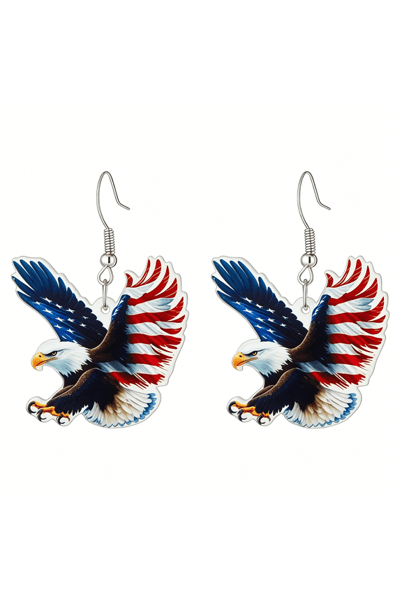 Patriotic American Flag Eagle Earrings,Red White Blue Dangle Earrings for Women,4Th of July Statement Jewelry,Hypoallergenic Ear Hooks