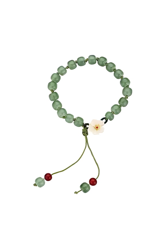 Peach Flower Jade Bracelets for Women and Girls,Chinese Fashion Beads Charm Bracelet