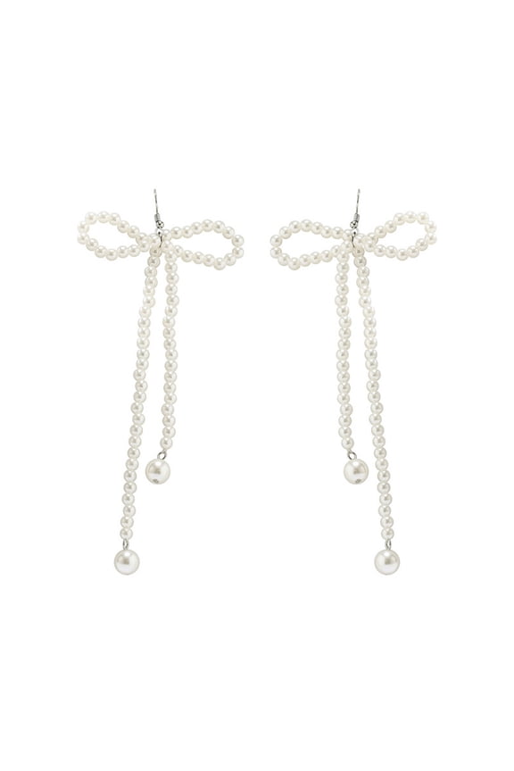 Pearl Bow Earrings Gold Sliver Bow Earrings Dainty Bow Earrings Gold Bow Ribbons Earrings Dangle Gold Plated Bow Earrings Present Bow Earrings women mothers day Gifts