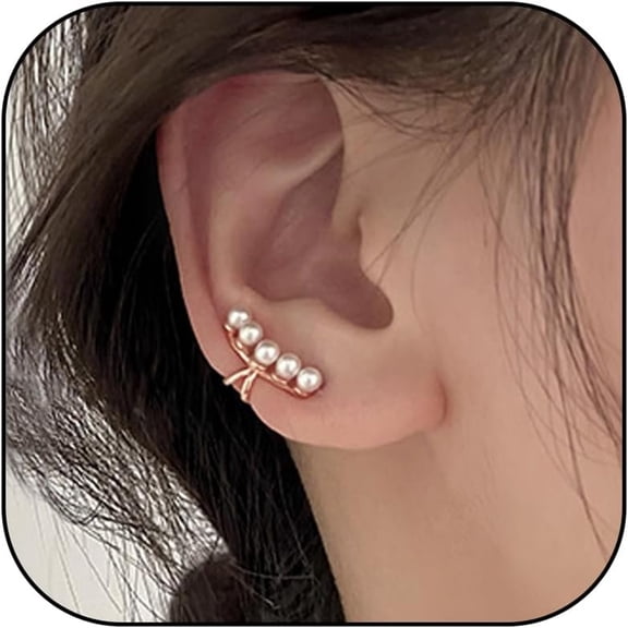 DESIGNICE Pearl Ear Cuffs for Women Non Piercing Gold Rose Gold Cartilage Tassel Chain Trendy Daily Party Fashion Jewelry Gifts