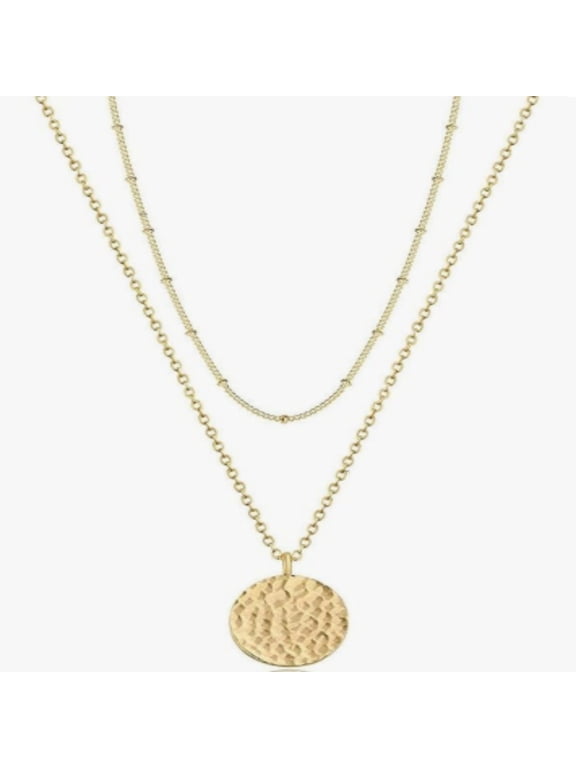 Pendant Necklace Gold Choker Layered Coin Open Karma Circle Full New Crescent Moon 14K Gold Plated Dainty Simple Moon Phase Jewelry for Women Gift