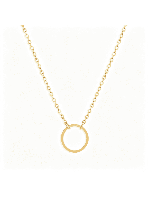 Pendant Necklace Gold Choker Layered Coin Open Karma Circle Necklace Full New Crescent Moon 14K Gold Plated Simple Dainty Necklaces for Women Jewelry Gift
