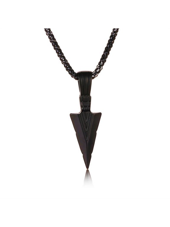 2026 New Pendant Necklace,Vintage Arrowhead Design Pendant Necklace for Women,Symbolizes Power Necklaces for Men,Metallic Finish Womens Necklaces,Black