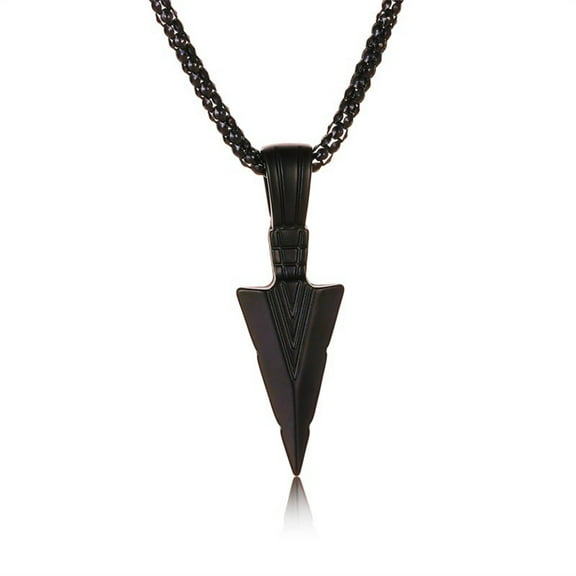 DESIGNICE Pendant Necklace,Vintage Arrowhead Design Pendant Necklace for Women,Symbolizes Power Necklaces for Men,Metallic Finish Womens Necklaces,Black