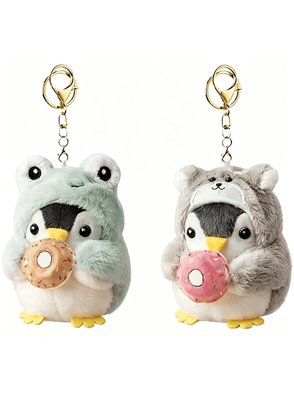 Penguin Plush Keychain, Cute Cosplay Stuffed Animal Keyring for Women, Kawaii Backpack Charms and Purse Decor for Birthday Adorable Cute Plush Keychain