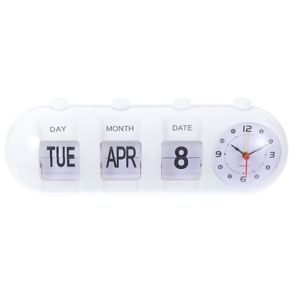 DESIGNICE Perpetual Calendar with Clock Manual Calendar Digital Date Desktop Calendar Clock