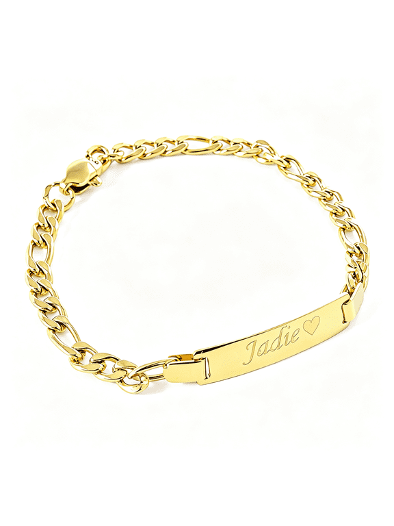 Personalized 18K Gold Plated Baby Name Bracelet Custom Bracelets for Kids Id Bracelet Baptism for Girls,Ideal Baptism Gift