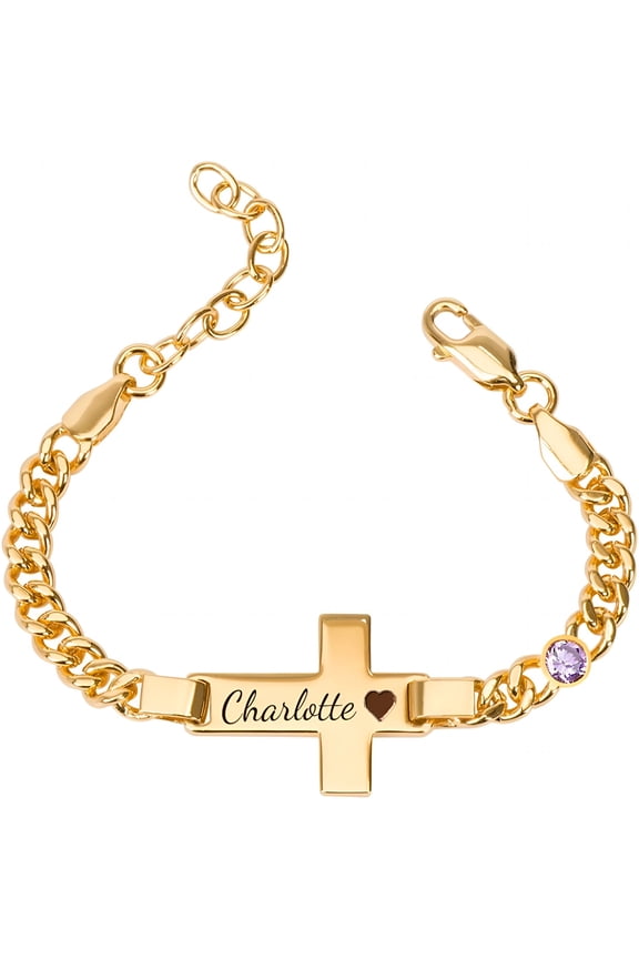 Personalized Baby Name Bracelet with ,18K Gold Plated Cross Baby Bracelet,Baby Bracelets for Infant Girls,Boy,Baptism,Birthday
