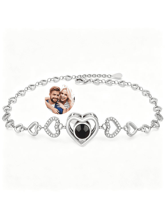 Personalized Bracelets with Picture Inside Custom Photo Projection Bracelet | Mothers Love Gifts for Mom Wife,Customized Birthday Anniversary Memorial Jewelry Gifts for Women Girlfriend Her
