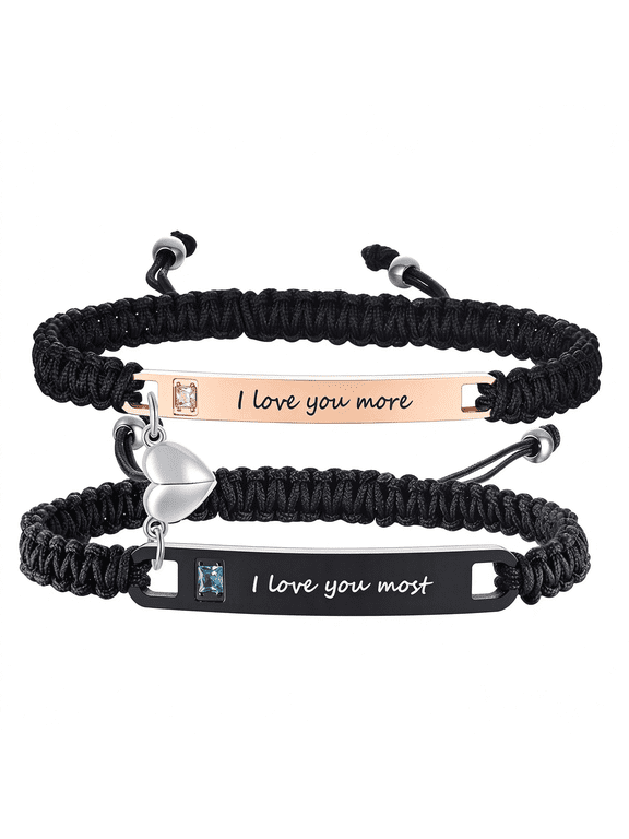 Personalized Couple Bracelet Customized Couple Bracelets Set Mutual Attraction Custom Name Relationship Bracelet Personalized Gift for Men Women Custom Bracelets