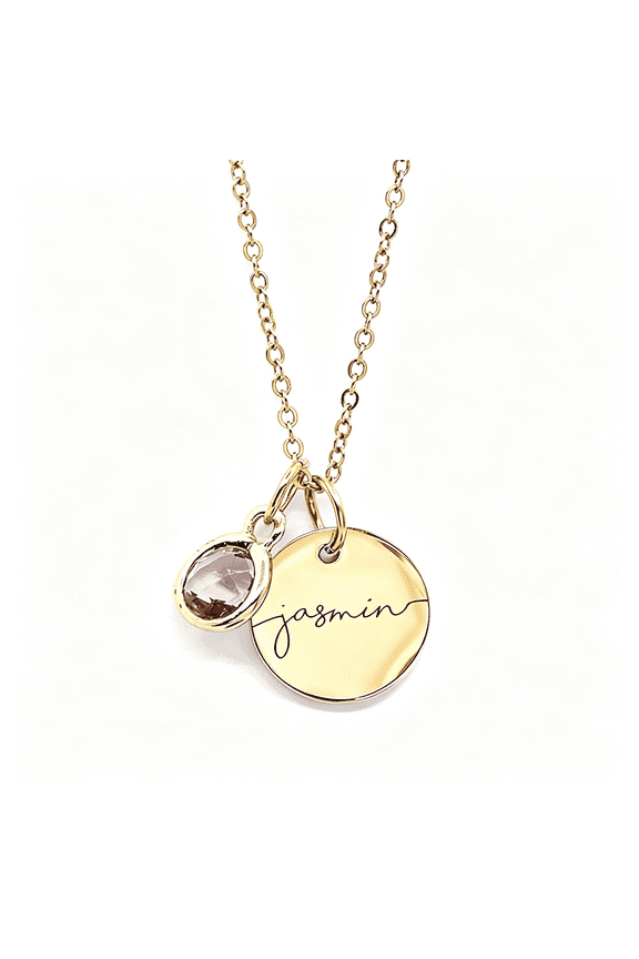 Personalized Name Necklace with Birthstone | Custom Engraved Gold Pendant for Women | Dainty Tarnish-Free Jewelry Birthday Gift for Mom Grandma Chain Necklace Chain Necklace String